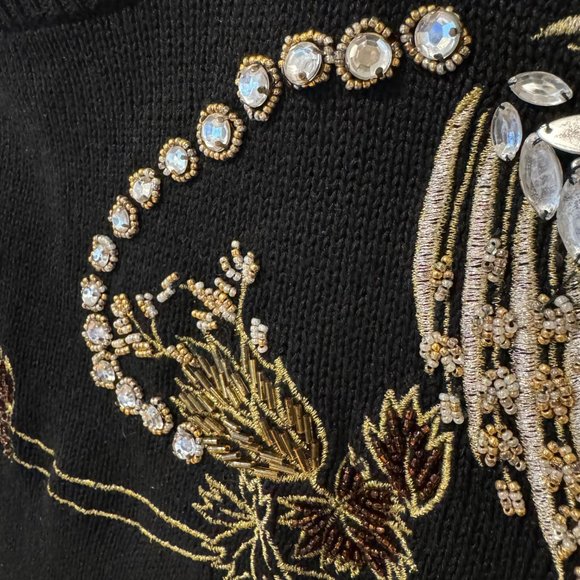 Vintage Sabree Black Embellished Beaded Sweater - Size Large - Picture 5 of 9